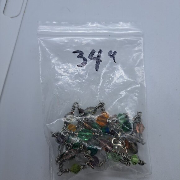 Long glass beaded necklace with wrapped loops - Picture 5 of 5